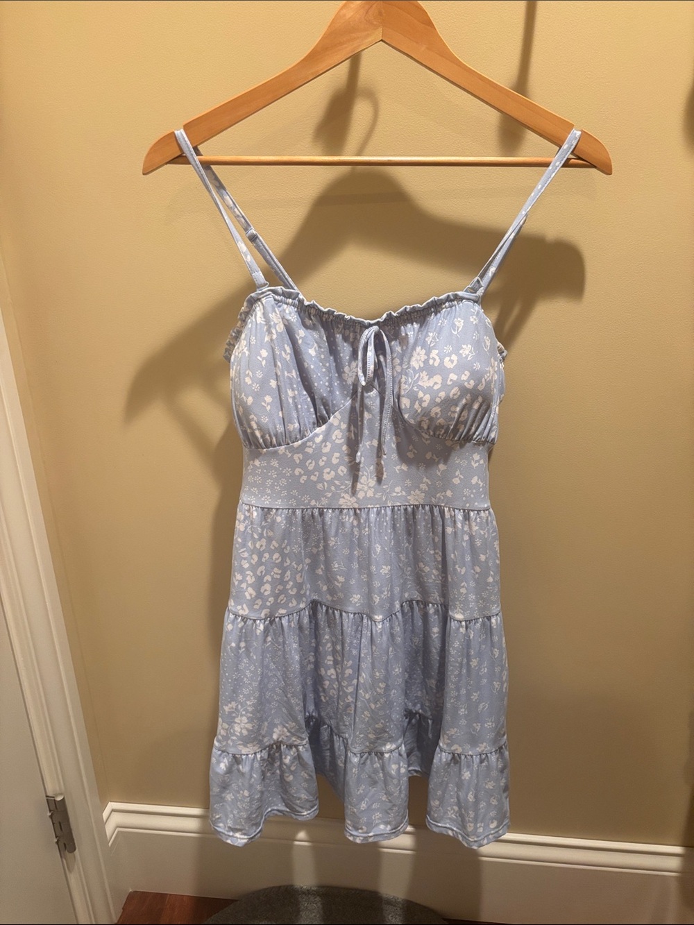 No Boundaries Light Blue Floral Tiered Sundress